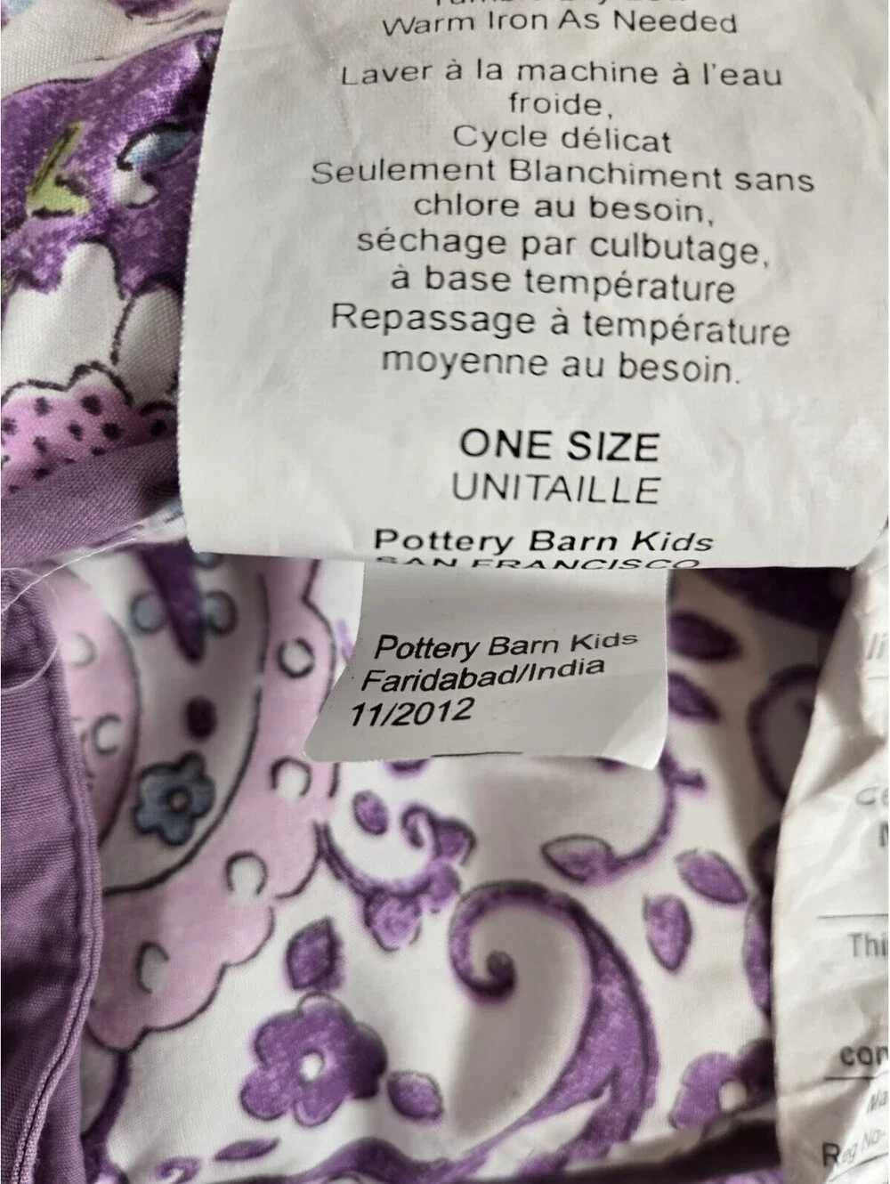 Pottery Barn Kids Purple Paisley Crib Edge Cover